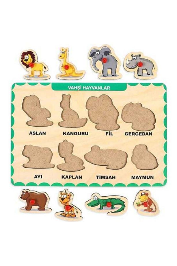 Ahşap Tutmalı Eğitici Yapboz Puzzle Seti 4 Adet - 6