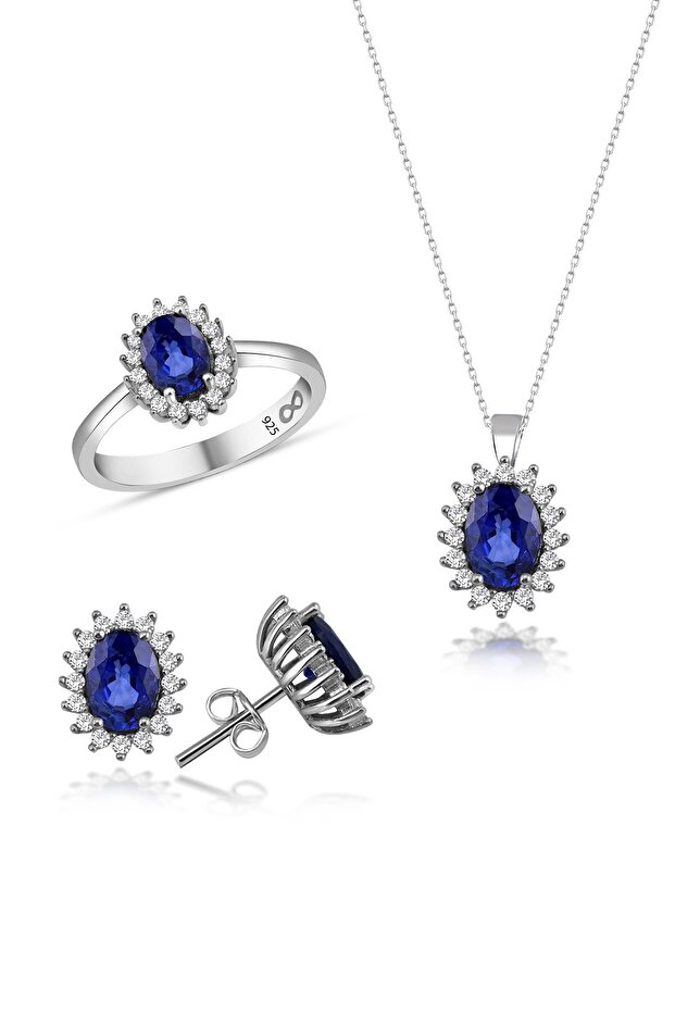 Safir Taşlı Anturaj Takı Seti - 1