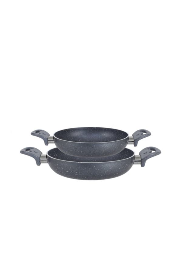 Granit 22/24 Cm Takım Yumurta Tavası Set Yanmaz Yapışmaz Çizilmez Çift Kulp Omlet - 1