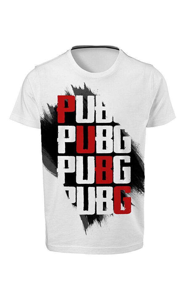 Pubg Digital Printed Black and White Unisex T-shirt E-03