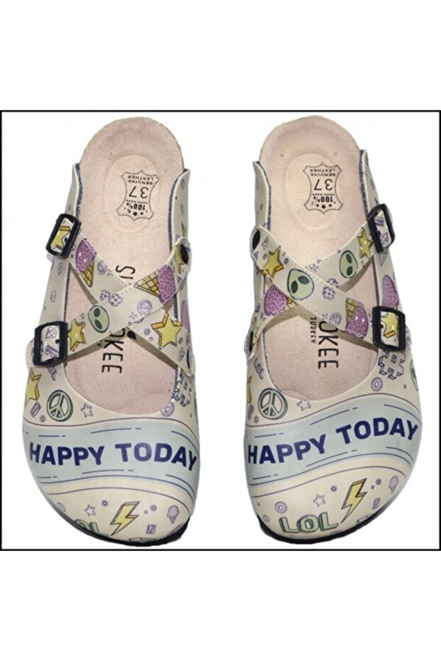 Women's Beige Happy Slippers