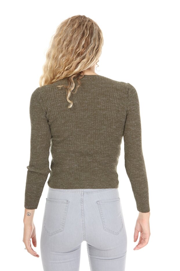 Kadın Haki Triko Bluz - 4