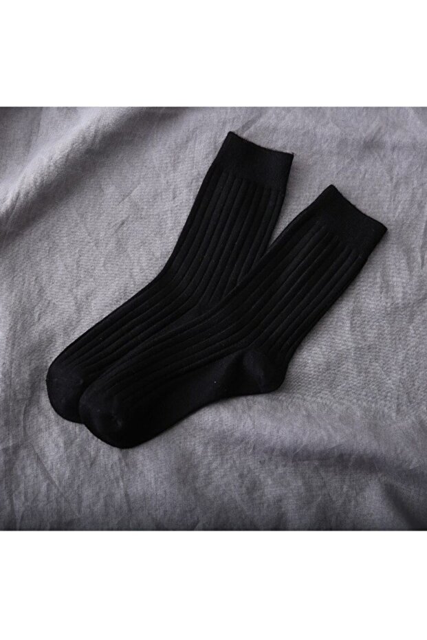 4' Lü Elastik Erkek Siyah Çorap - 2