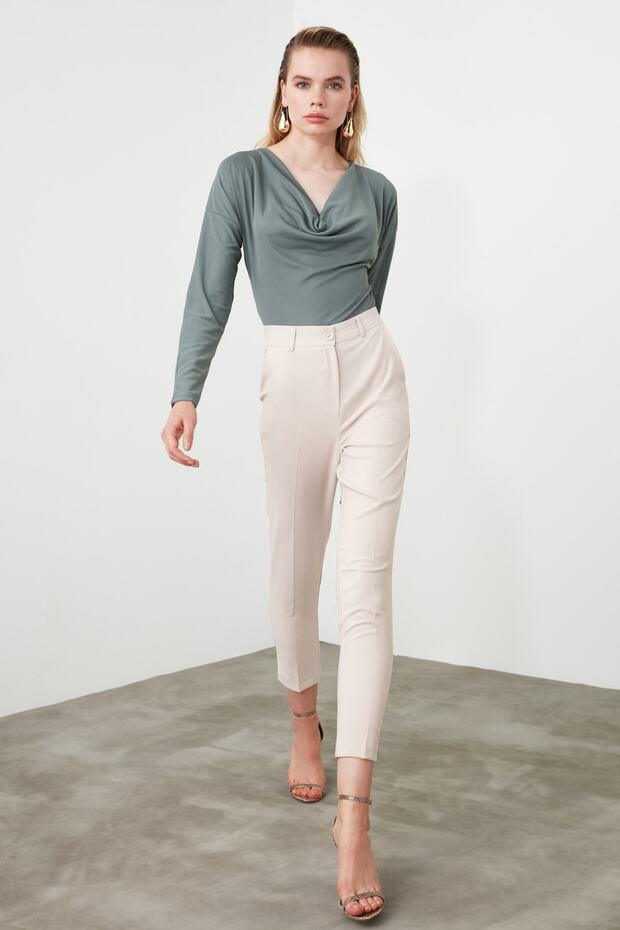 Taş Basic Cigarette Dar Paça Dokuma Kumaş Pantolon TWOSS19ST0038 - 6