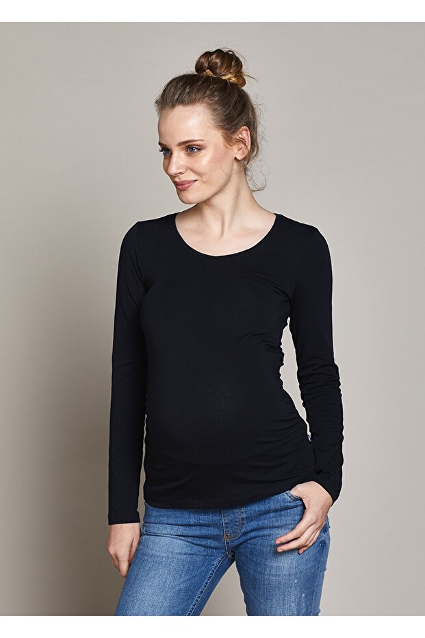 Uzun Kollu Basic Hamile Tişörtü Petra - 1