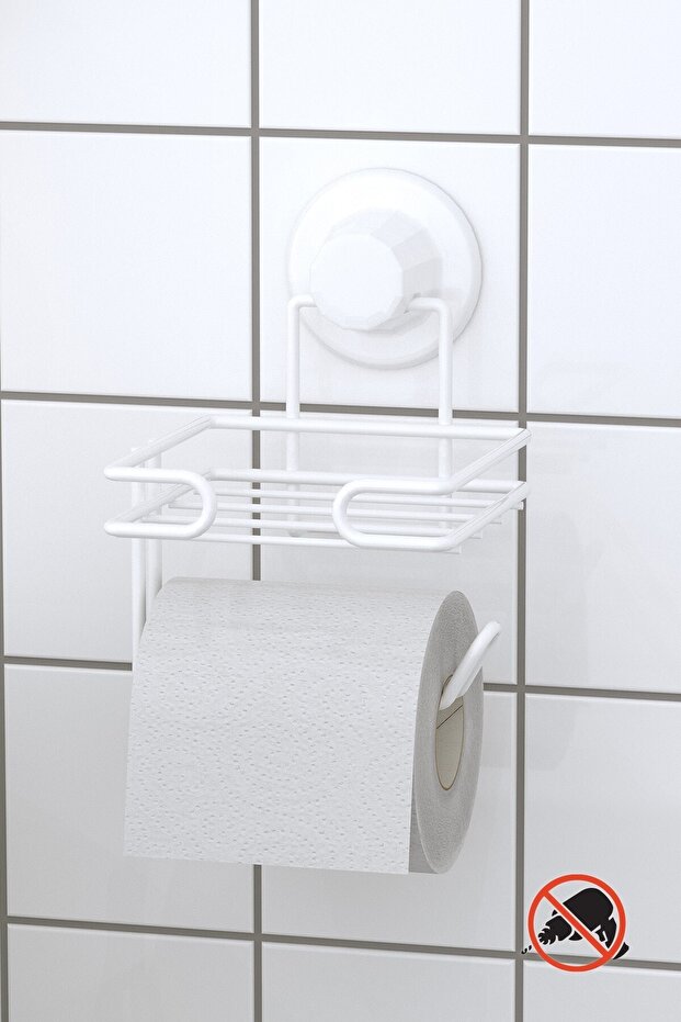 Drilling Screw Drill Not Available! Vacuum Toilet Paper Holder with Adhesive Refills White Dm275