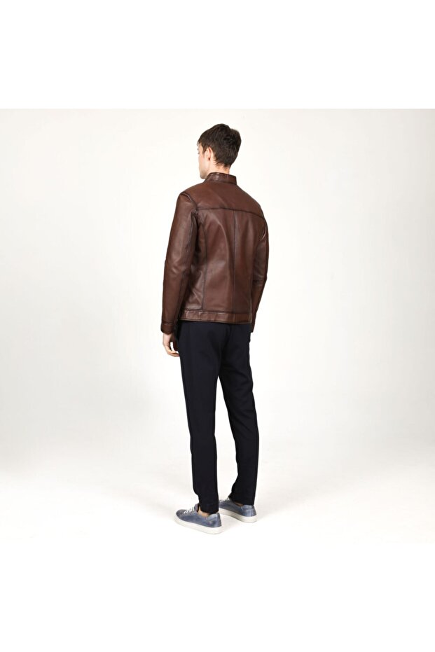 Erkek Camel Deri Mont - 6