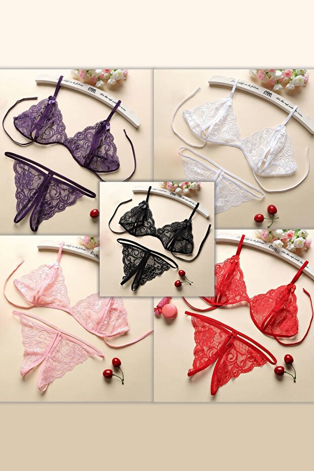 Kadın Dantel Sütyen Külot Takım Set 5'li - 2