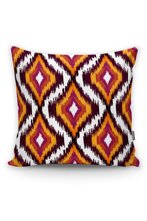 Purple White Yellow Colored Carpet Patterned Throw Pillow Cover