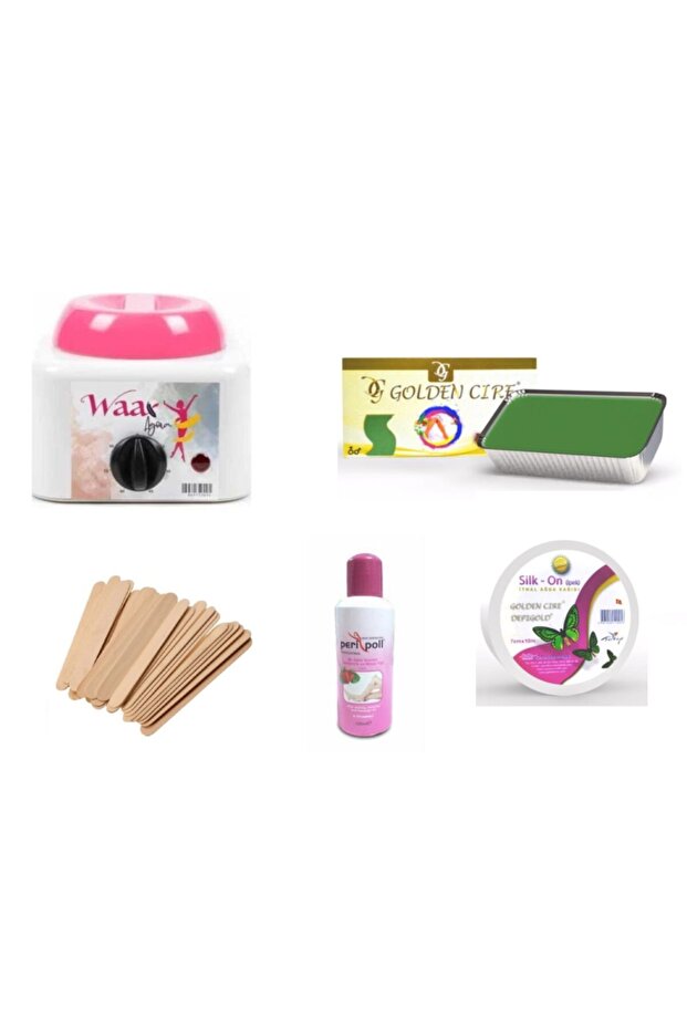 Ağda Makinesi + Kalıp Ağda + 100lü Spatula + Ağda Temizleme Yağı + 10 Metre Ipek Ağda Bezi - 1