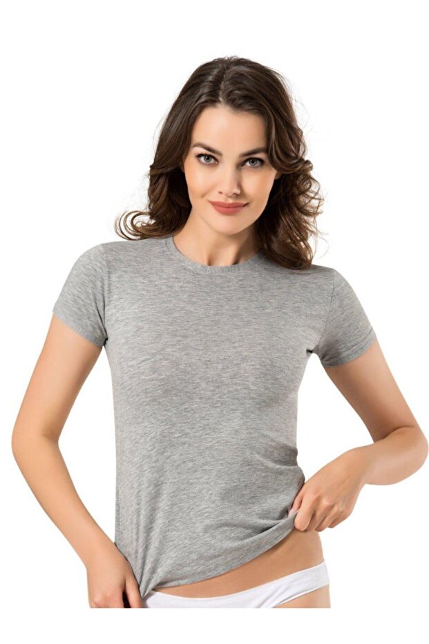 Kadın Gri Likralı Basic Body - 1