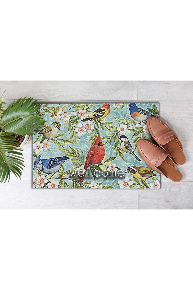 Rengarenk Kuşlar Dekoratif Kapı Önü Paspası - 5