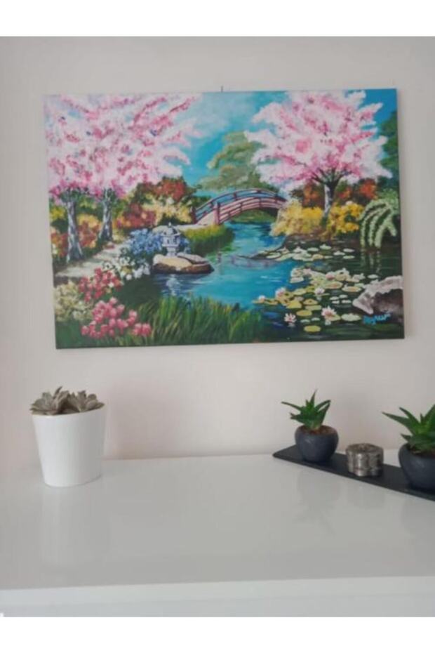 El Yapımı Ormanda Köprü - Tuval Üzerine Akrilik Tablo - 50*70 Cm - 2