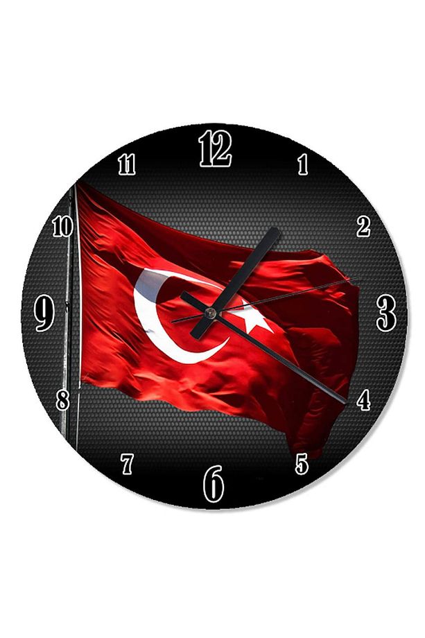 30 Cm Çap Türk Bayrağı Duvar Saati - 1