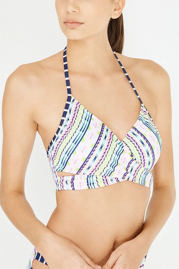 Baskılı Paradise Bird Wrap Bikini Üstü - 1