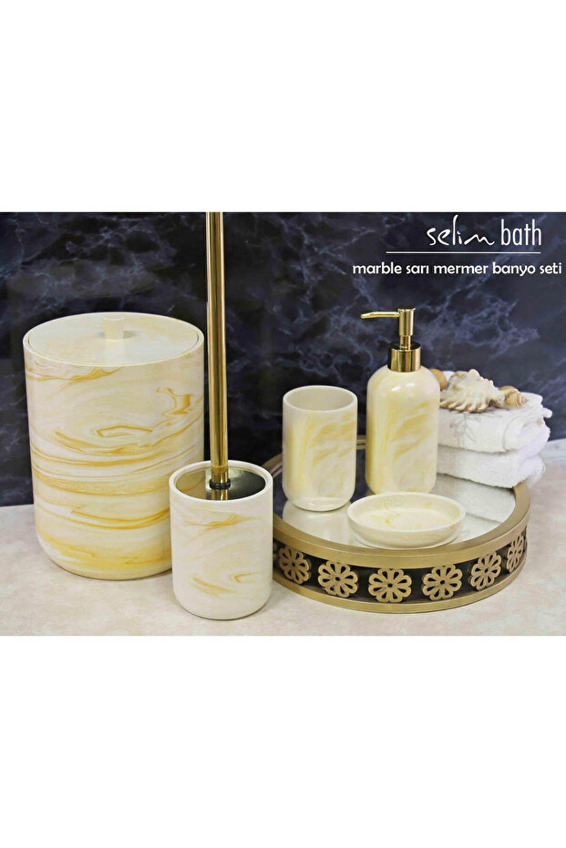 Marble Sarı Banyo Seti - 1
