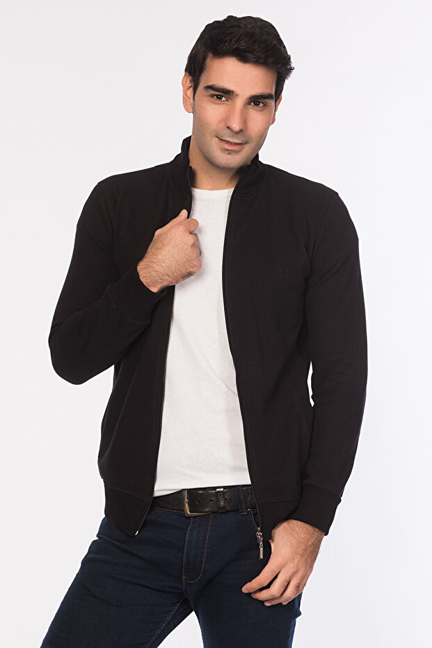 Men's Black Cardigan - 105