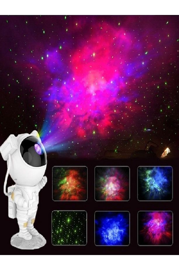 Astronot Tasarımlı Kumandalı Projector Projeksiyon Gece Lambası - 1