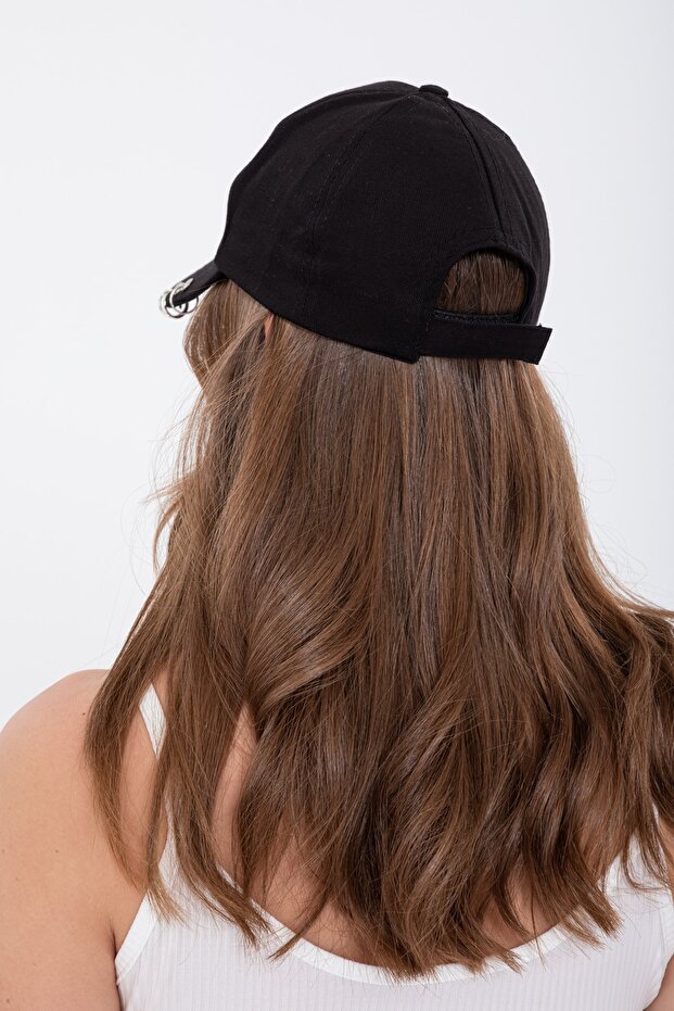 3 حلقات ثقب قبعة اللون الأسود - 5