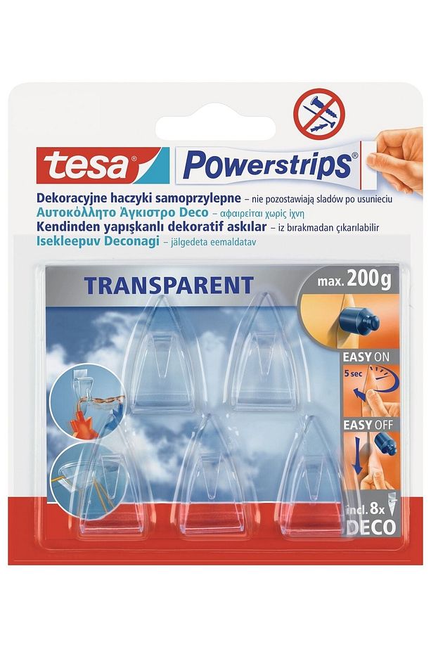 Powerstrips Askı, Şeffaf, Çıkarılabilir, 5 adet - 3