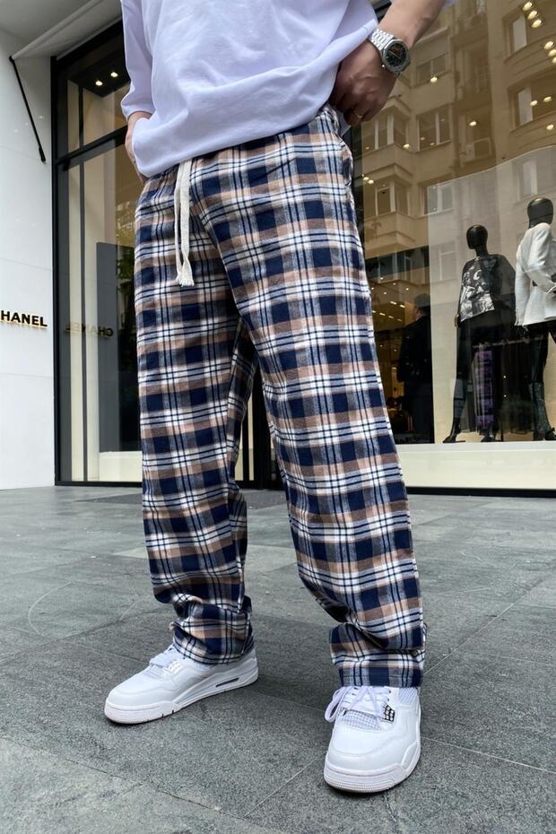 Pattern Blue Thin Fabric Sweatpants - 2