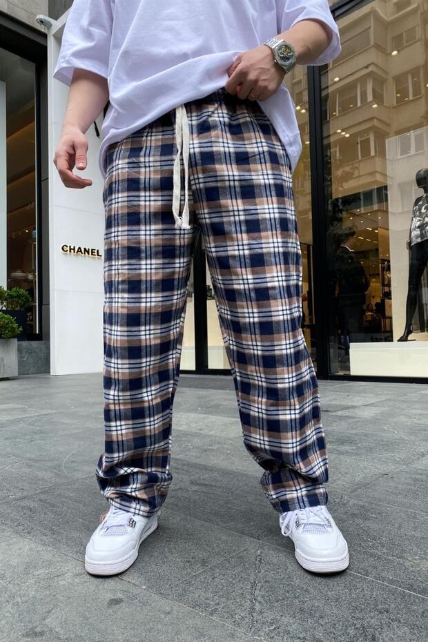 Pattern Blue Thin Fabric Sweatpants - 3