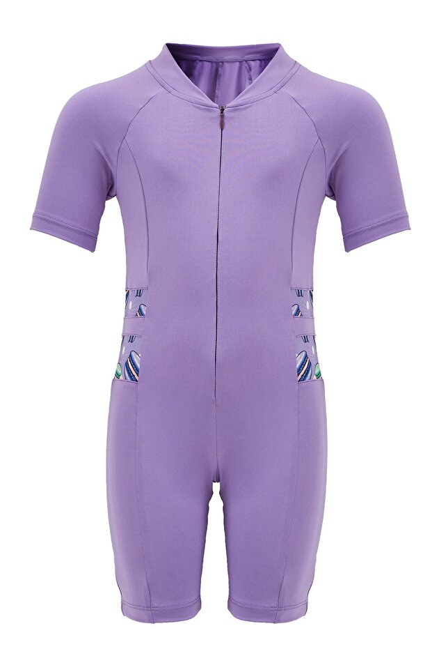 Side Patterned Jumpsuit Swimsuit - 1