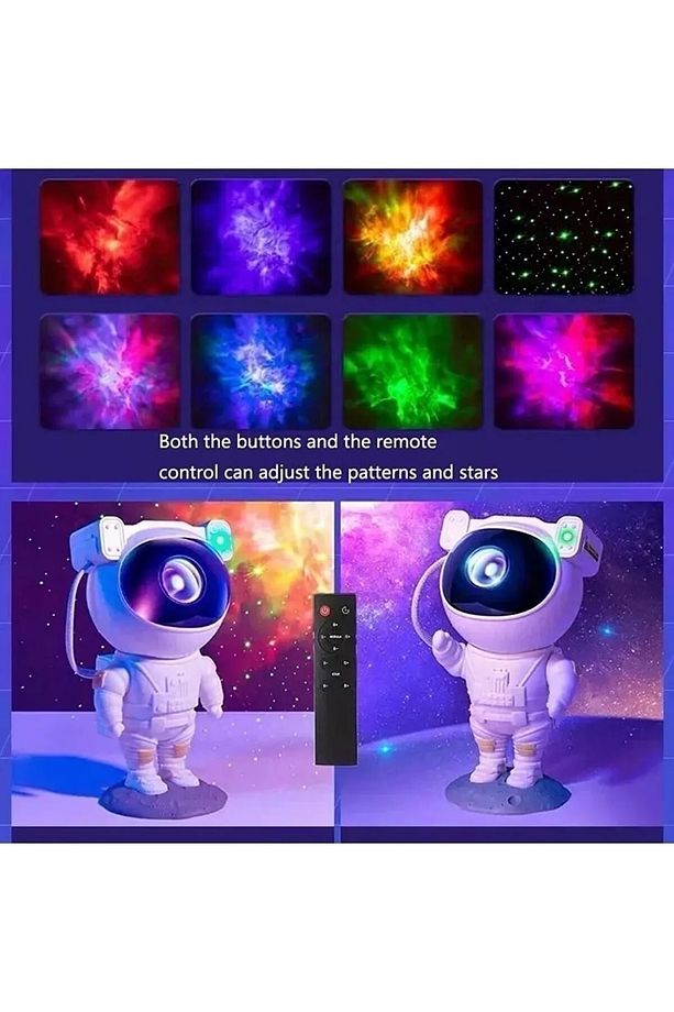 Astronot Tasarımlı Kumandalı Projector Projeksiyon Gece Lambası - 6
