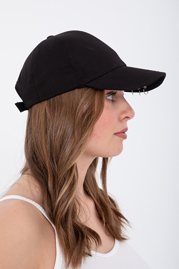 3 حلقات ثقب قبعة اللون الأسود - 4