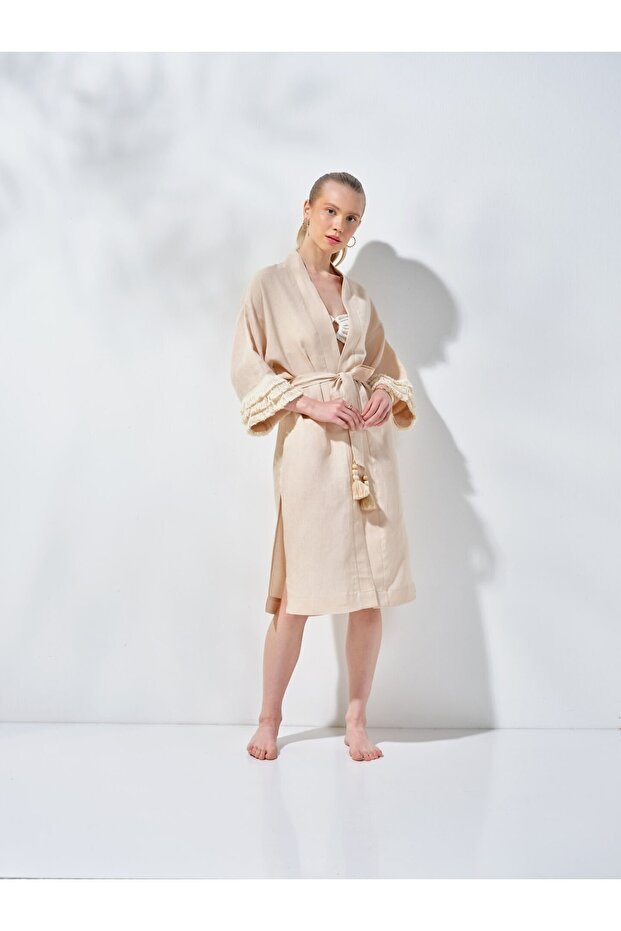 Uzun Kimono Bej-1