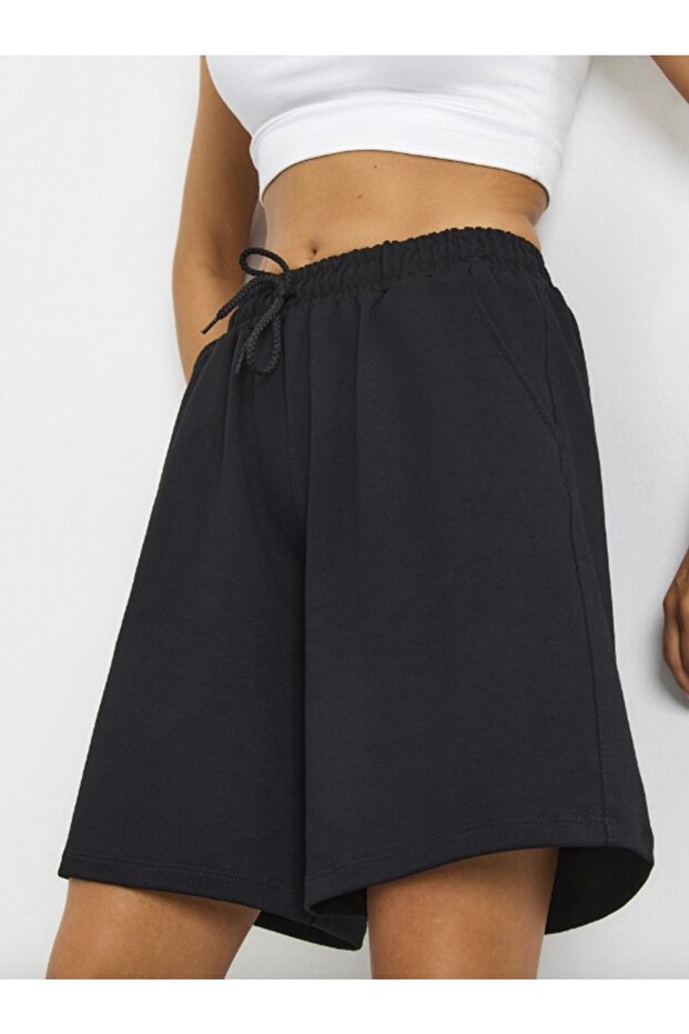 Gray Black Women's Men's Regular Fit Pocket Elastic Shorts