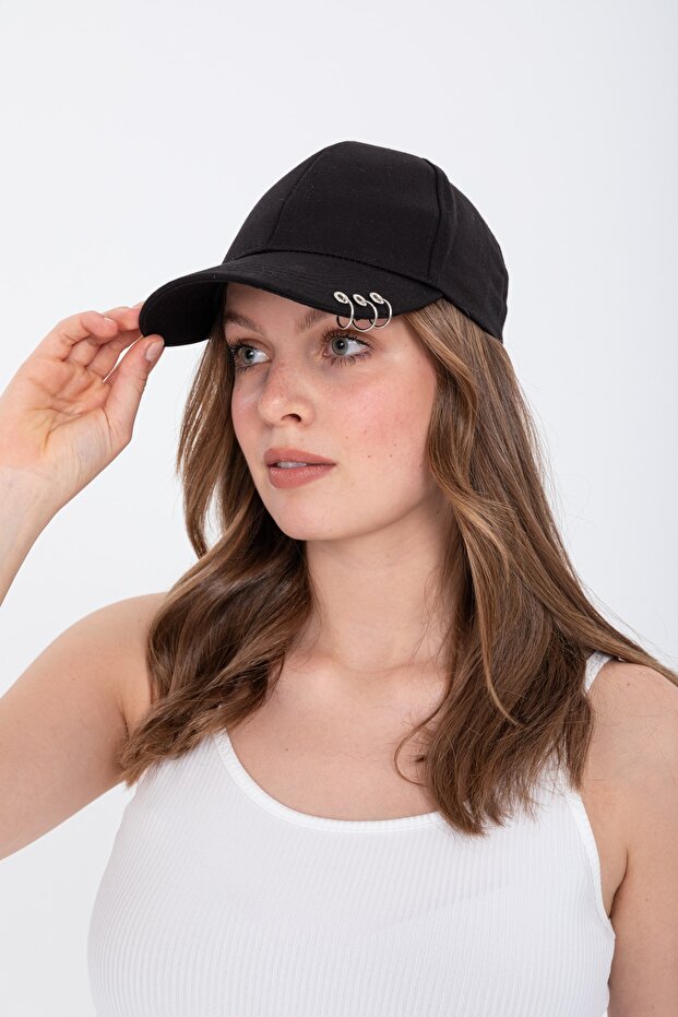 3 حلقات ثقب قبعة اللون الأسود - 7