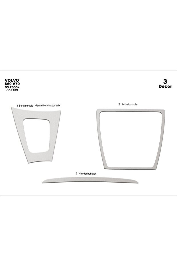 Meriç ® Volvo S60 / V70 Front Glove Box Trim Aluminum 3 Piece 2005-2009