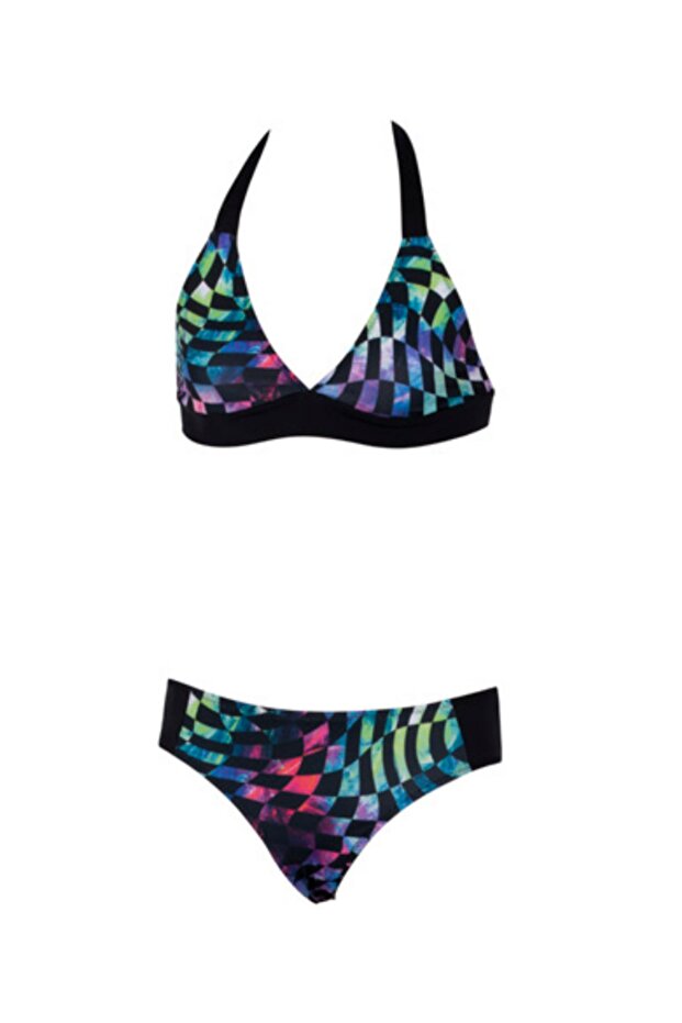 طقم بيكيني بناتي منقوش - 1