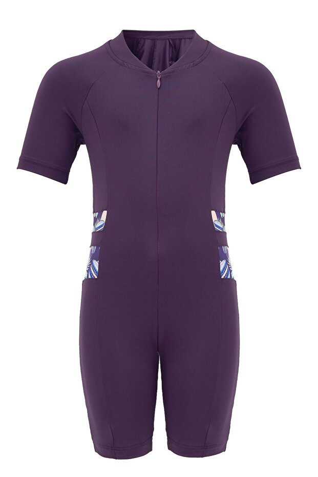 ملابس السباحة بذلة منقوشة على الجوانب - 1