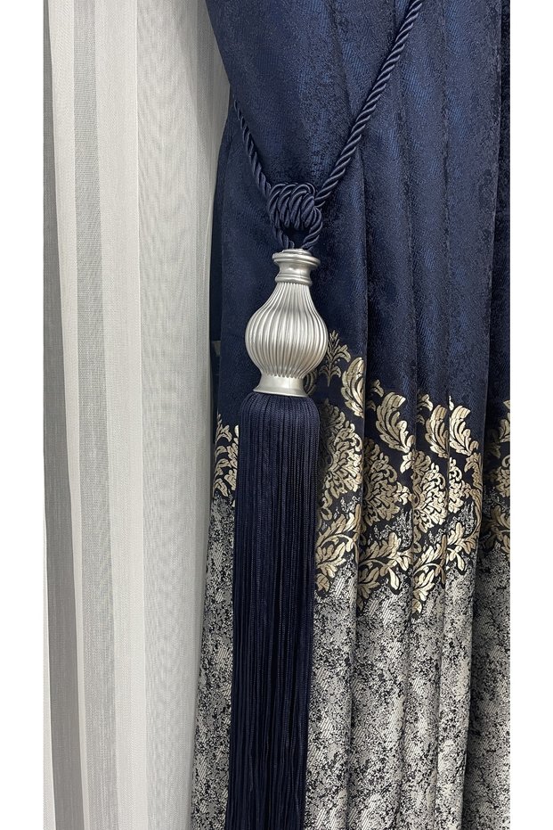 Navy Blue Braçol Cornice Attachment Ceiling Side Tie Curtain Collection Accessory Tieback