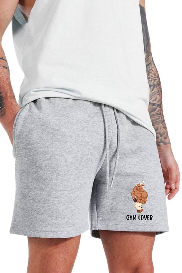 Regular Fit Gri Baskılı Şort - 1