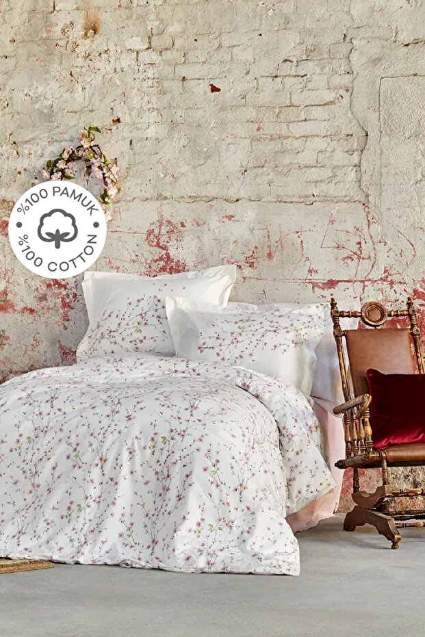 Annata Salmon 100% Cotton Double Duvet Cover Set
