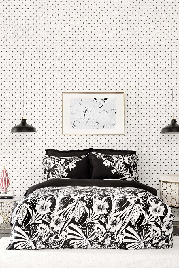 Pio Black Double Satin 100% Cotton Duvet Cover Set