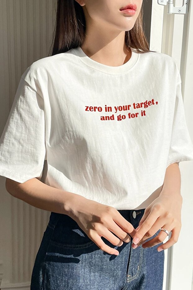 Unisex White Zero In Your Printed Oversize T-shirt