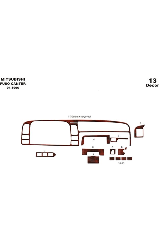 Meriç ®   Mitsubishi Fuso Canter Front Torpedo Veneer Mahogany 13 P. 1996-2004