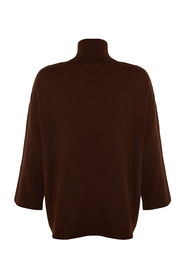 Brauner Basic-Strickpullover mit weitem Schnitt TWOAW23KZ00206 - 8