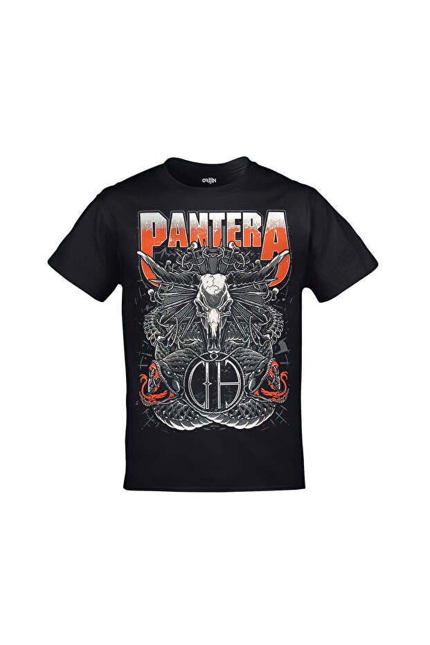 Pantera Baskılı Unisex Siyah Tshirt - 2