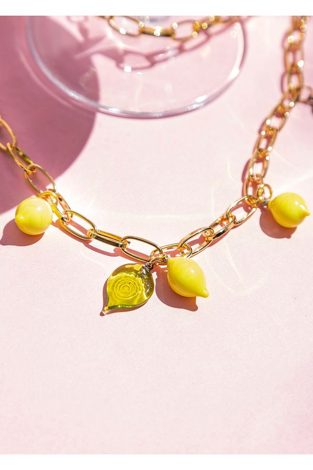 Murano Limon Yaprak Charm Kolye - 3