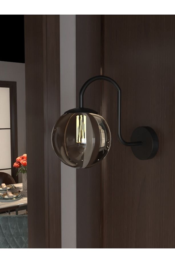 Pilli Modern Tasarımlı Kıvrak Camlı Duvar Aplik - 1