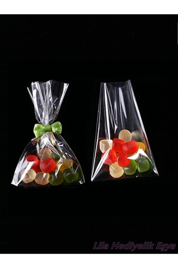 200 Adet Şeffaf Jelatin Poşet 10x15 Cm Şeker Kurabiye Aksesuar Poşeti / Bantsız Torba 10*15 - 4