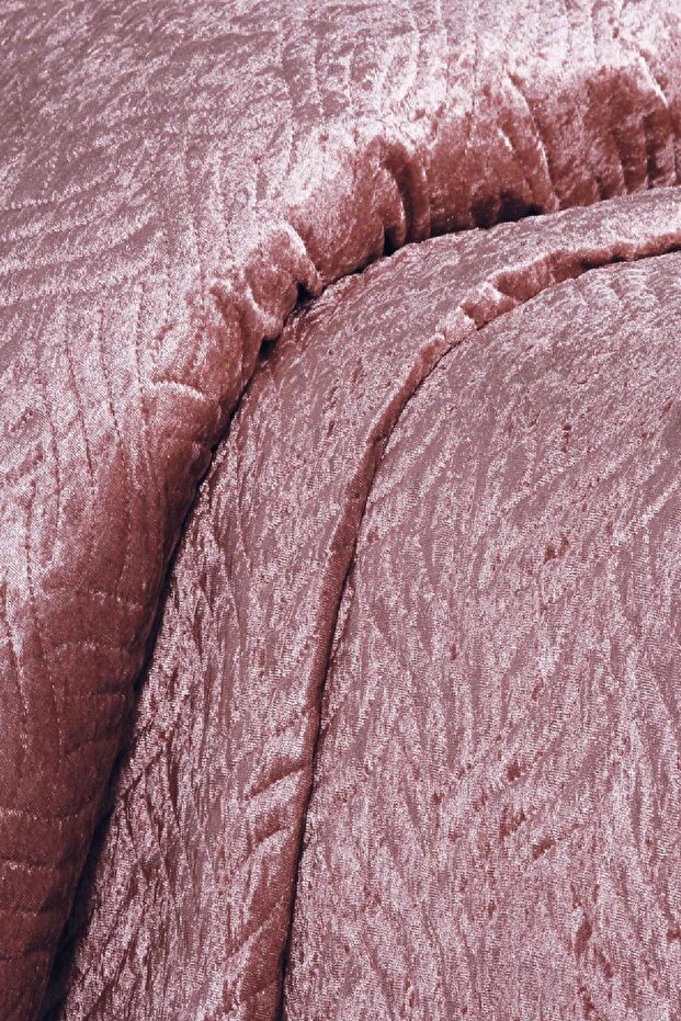 Lamia Pudra Kadife Tek Kişilik Yatak Örtüsü - 3