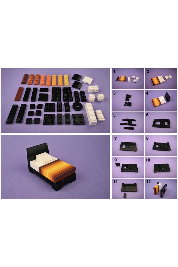 Original Accessory Moc Custom Minifigure City City Modular Building Building Room Multicolor Bed