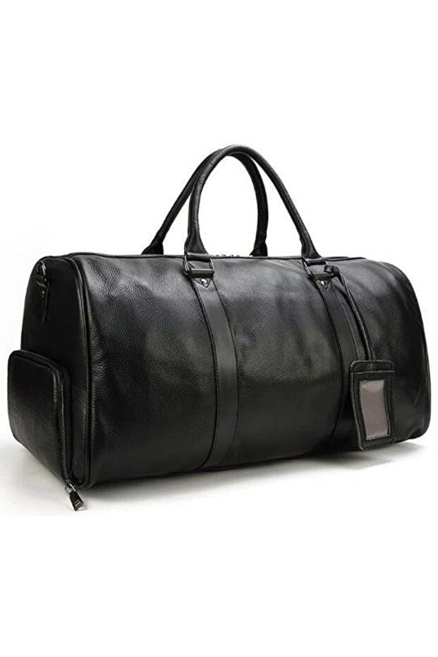 Leather Travel Bag with Shoe Compartment and Hand and Shoulder Strap8683255012213