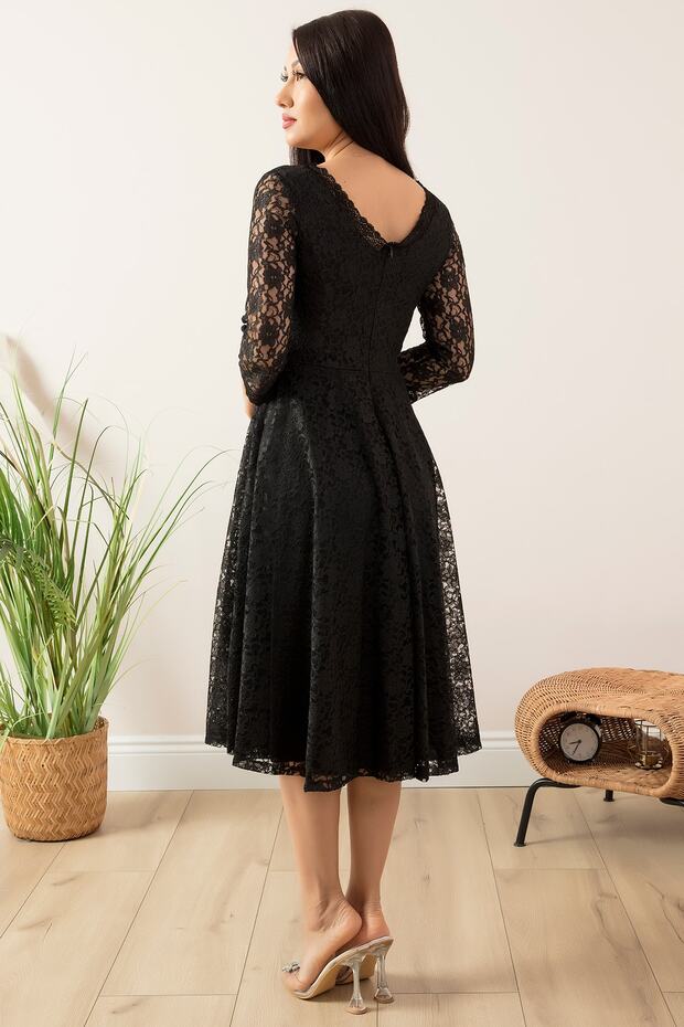 Dantel Turvakar Kol Midi Abiye Elbise 13255 - 7